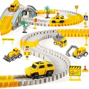 Home kizplays 260 pcs construction race tracks for kids toys